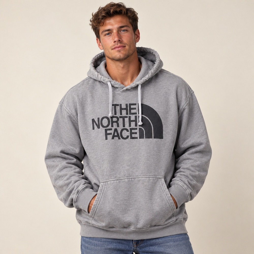 The North Face Hoodie Mens XXL Gray Half Dome Graphic Sweatshirt 55% Cotton